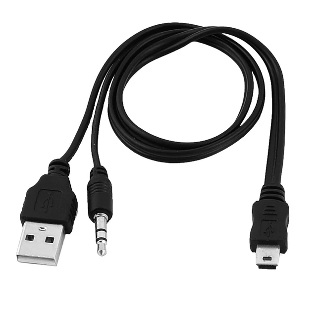 3.5mm USB2.0 Male Mini 5 Pin USB Portable Speaker Audio Cable