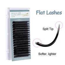 Накладные натуральные эллипс ресницы матовые индивидуальные удлинитель для ресниц плоские ресницы расширения split-tips 16 линий