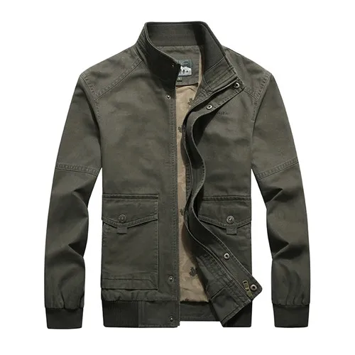 Army green Новинка, осенняя брендовая военная куртка, Мужская армейская куртка на молнии с воротником-стойкой, мужская верхняя одежда, пальто для мужчин, большие размеры 4XL - Color: Army green