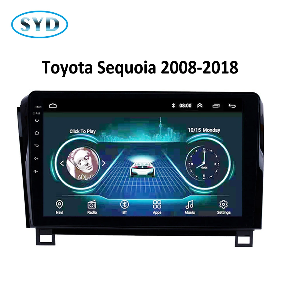 Автомагнитола для Toyota 2007-2013 Sequoia 2008- Мультимедийная Система головное устройство Android 8,1 1" Поддержка Mp5 bose/микрофон/SWC/FM