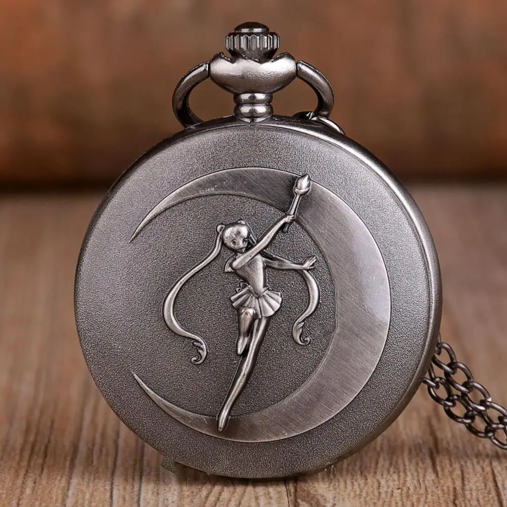 New-Japanese-Anime-Sailor-Moon-Theme-Quartz-Pocket-Watch-Silver-Pendant-Necklace-Chain-Gifts-for-Kids