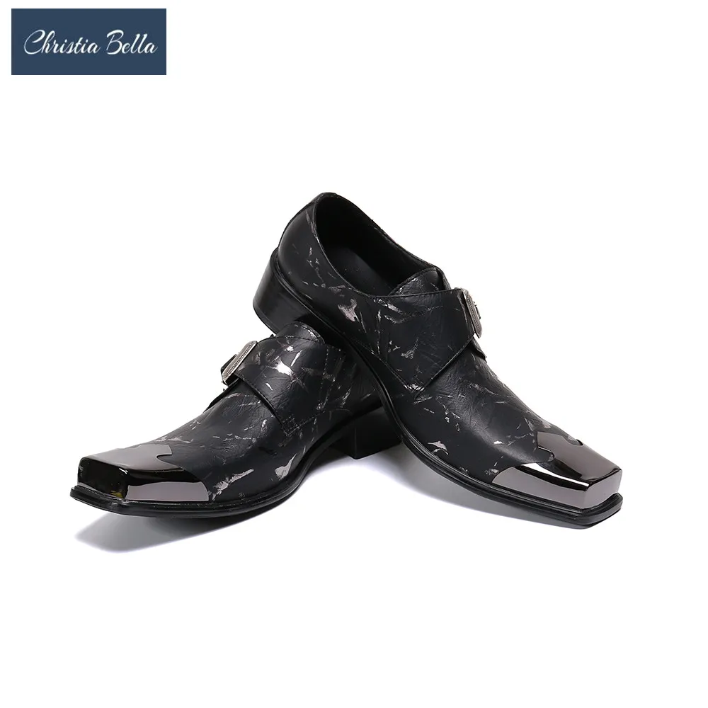 

Christia Bella Men's Monk Buckle Strap Oxford Shoes Mens Square Toe Classic Dress Shoes Casual Comfortable Summer Shoes