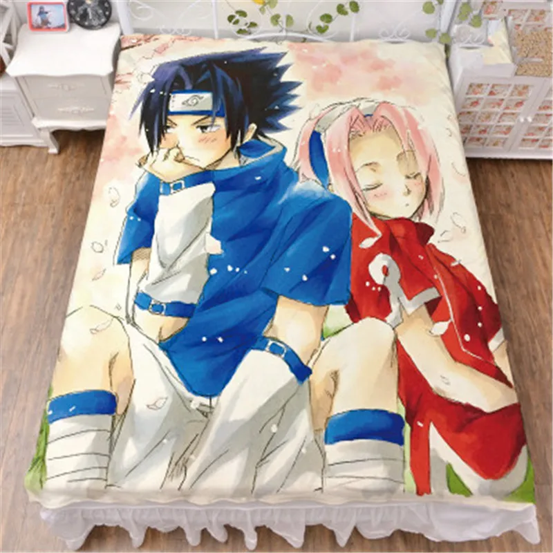 Наруто Узумаки Наруто Uchiha Sasuke Двойной простыни и пододеяльник Действие Рисунок постельных принадлежностей набор из четырех X2532