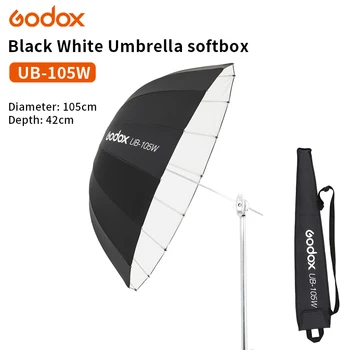 Godox UB-105W 41in 105cm Parabolic Black White Reflective Umbrella Studio Light Umbrella with Black Silver Diffuser Cover Cloth tanie i dobre opinie CN(Origin)