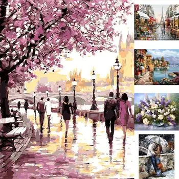 

40 x 50cmOil Painting By Numbers Kit Home DIY Paint On Canvas Spring Scenery Frameless Paintin Home Decorg