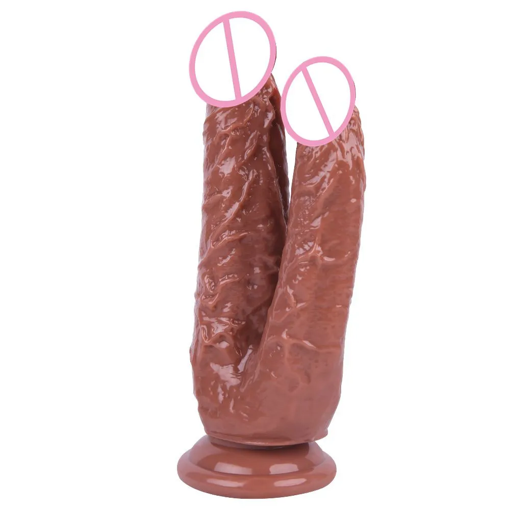 Double Dildos Female Masturbation Double Penetration Both Vagina And Anus Big Penis With Suction Cup Sex Toy Strap On Two Dildo Best Sex Dolls Near Me Cheap Realistic Love Dolls