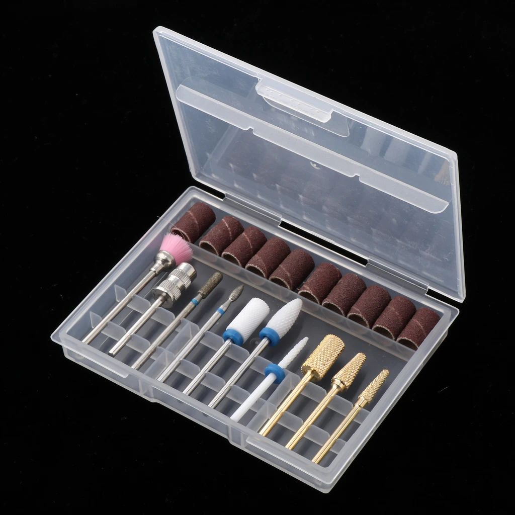 Anti-corrosion Nail Drill Bits Set, Cuticle Cleaner Electric Files Manicure Grinding Buffing Heads Nail Care Supplies 3/32“