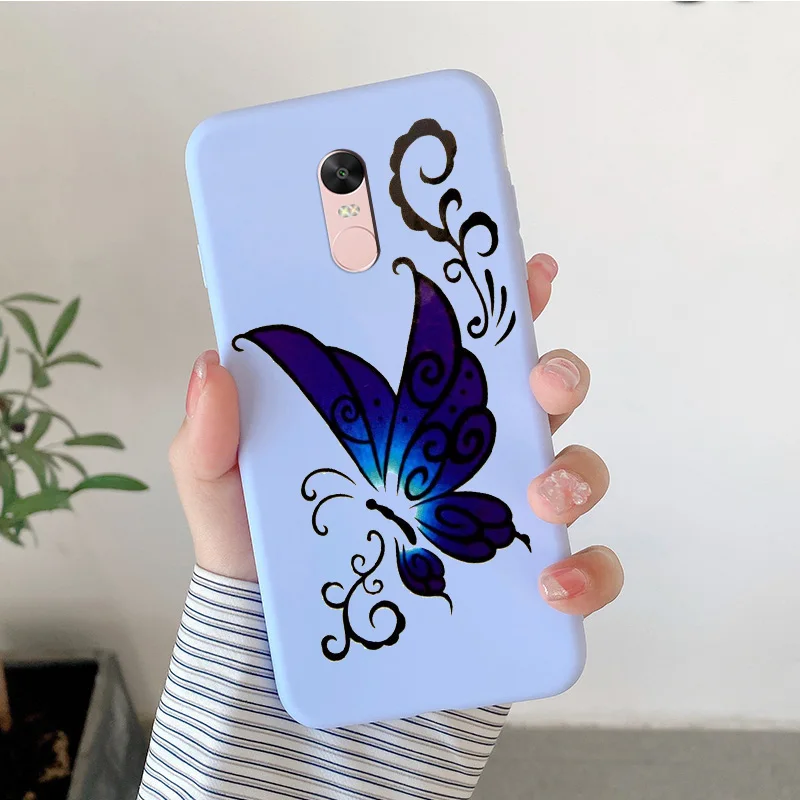 Matte Silicone Soft TPU Shell For Xiaomi Redmi Note 4 4x Note 5Pro Note 5A Cartoon Butterfly Shell For Redmi Note5a Phone Cover cell phone lanyard pouch Cases & Covers