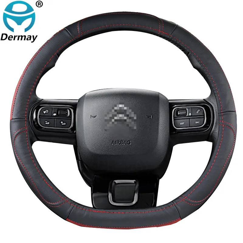 Genuine Leather Steering Wheel Cover for Citroen Berlingo 2018 2019 2020 2021 Cowhide Cubre Volante Auto Accessories | Автомобили и