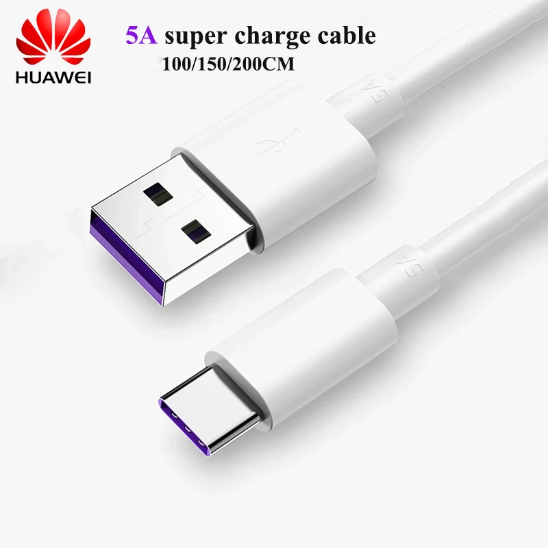 Оригинальный зарядный кабель Huawei USB Type C 5A 1/2 м для P40/P30/P20/Mate 30/20 Pro быстрая зарядка