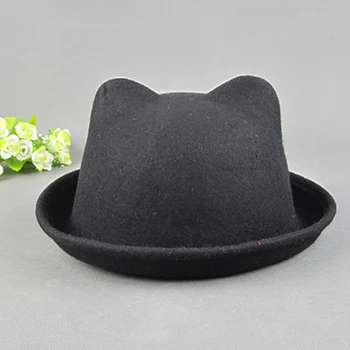 3D Медведь Форма шерстяная тканевая Шляпа новая леди Orecchiette Классическая Федора маленькая круглая шляпа версия тренда шапки для женщин - Цвет: C