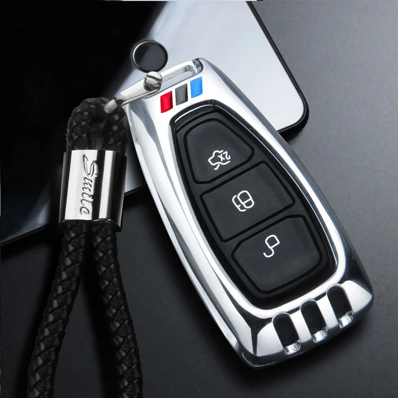 silver rope set Брелок из цинкового сплава чехол для Ford RS Fiesta Mondeo Kuga B-Max Grand C-MAX S-MAX FOCUS ST Fiesta Hatch MK4 MK2 mk3 car stlyling - Название цвета: silver rope set