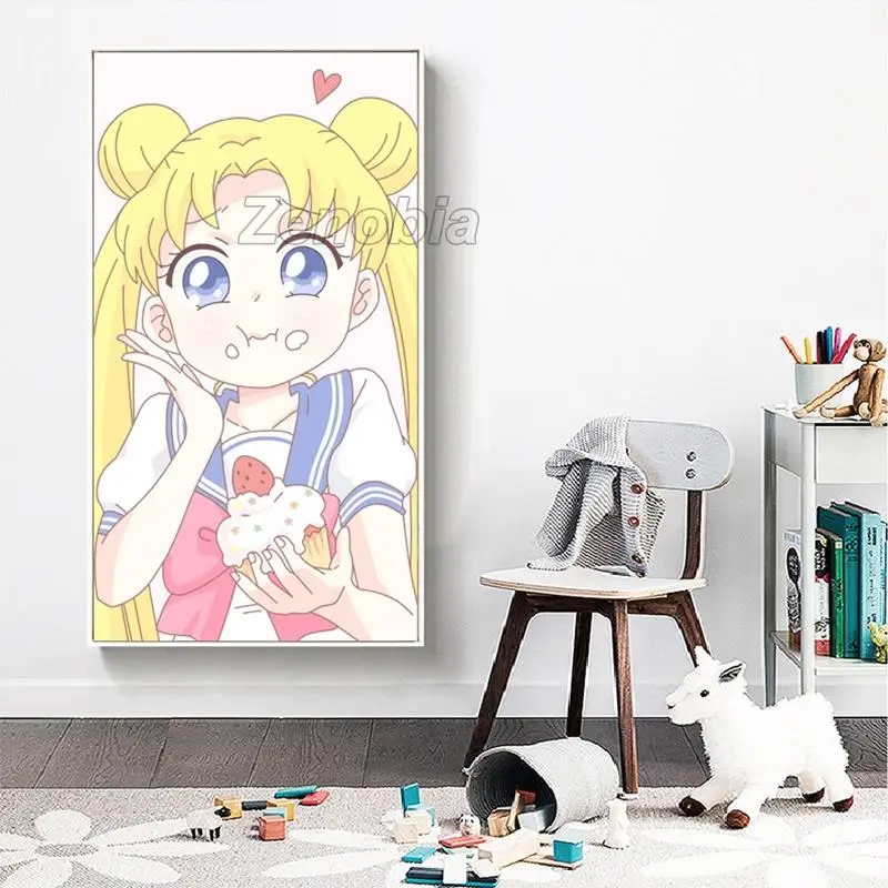 Anime Cartoon Figure Yellow-Haired Beautiful Girl Poster Home Decoration Painting Hd Print Picture Canvas for Living Room