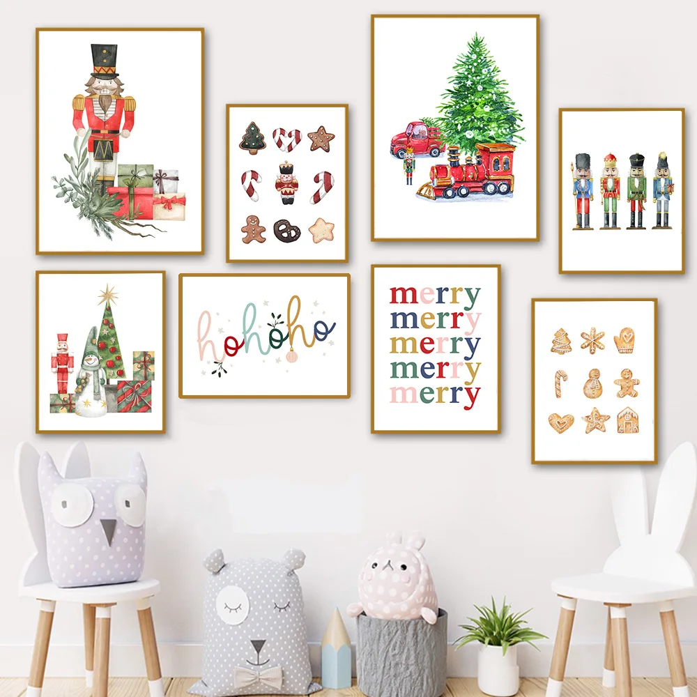 Рождественская Подарочная елка настенная Картина на холсте мультяшный гайковёр