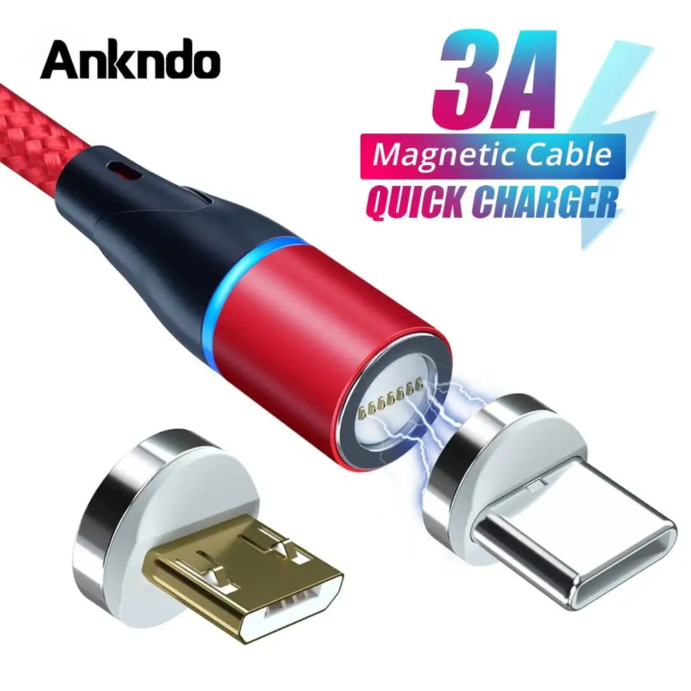 

ANKNDO Magnetic USB Charging Cable 7 Pin Micro USB Type C Mobile Phone Fast Charge Data Cables Android Type-C Quick Charger Wire