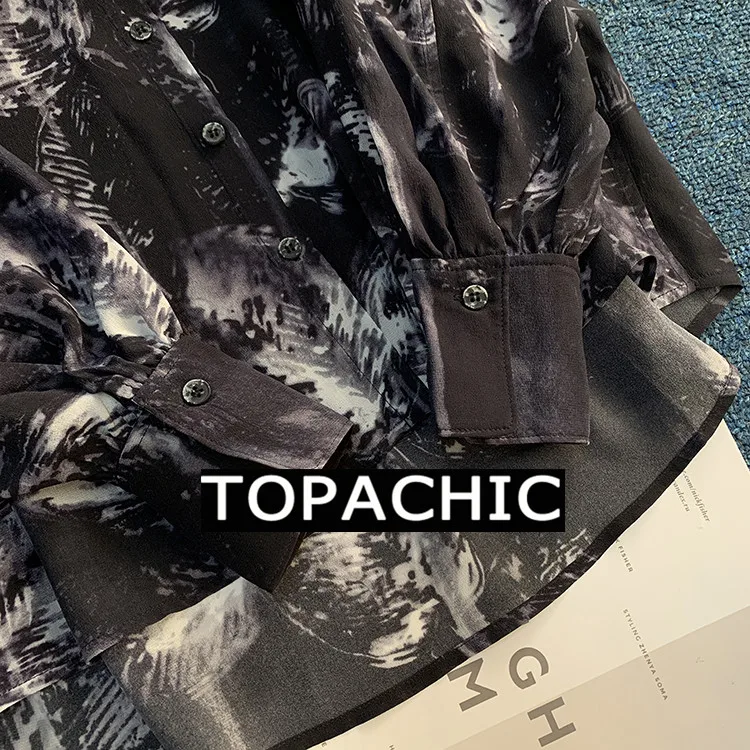 12,16 Новинка Шелковая женская рубашка, индивидуальный дизайн, модный принт, свободные однобортные блузки с круглым вырезом