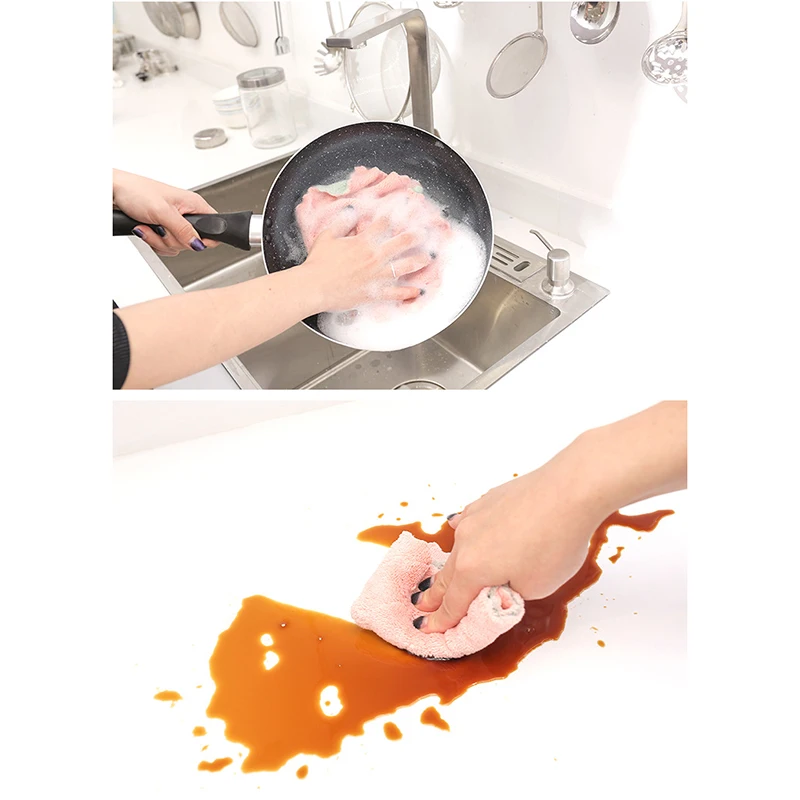 Двухстороннее сильное впитывающее полотенце для чистки мягкой кухонной посуды