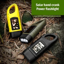 

1 Pc Mini Powerful Torch Emergency Hand Crank Dynamo Solar Flashlight Rechargeable Led Light Lamp Charging For Safety Survival