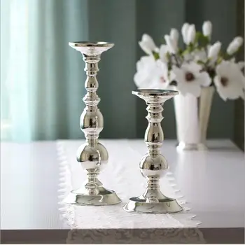 

Fashion Silver Plated Metal Candle Stand Silver Candl Holders For Wedding Decoration ZT107