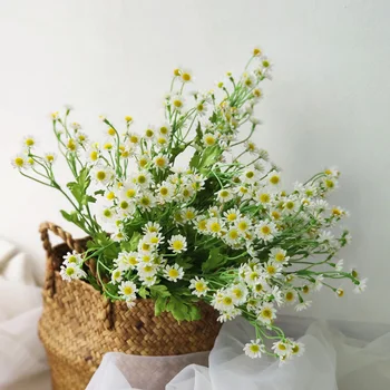 

5Pcs Artificial Daisy Bouquet Plastic Marguerite Flower for Home Wedding Chrysanthemum Bunch Plastic Mum Flower