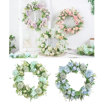 

Spring Summer Door Wreath 15 Inches Artificial Flower Wreath for Front Door