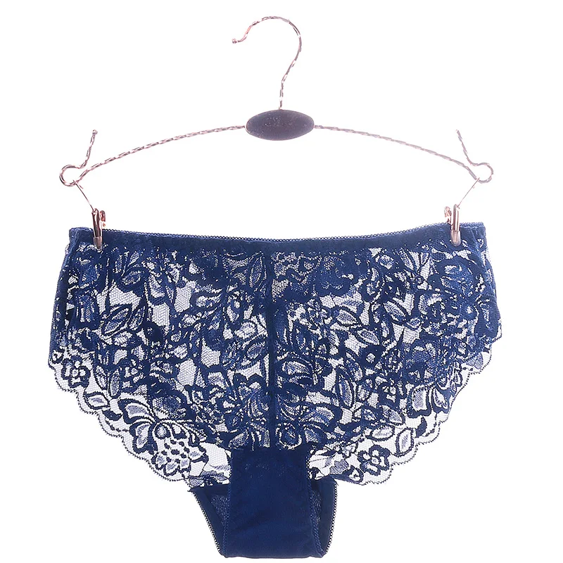 Blue Женское нижнее белье, нижнее белье, сексуальные трусы, кружевные короткие трусики, Экзотические трусы, хлопковые сексуальные женские трусики - Цвет: Blue
