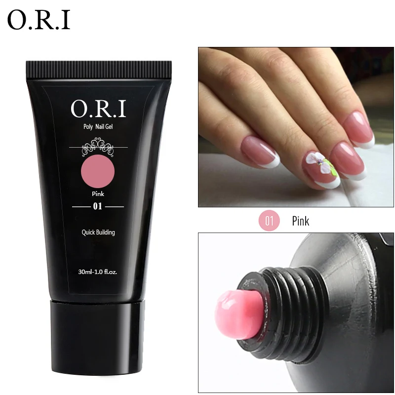 01 Pink ORI 30 г полигель для ногтей акриловый поли гель розовое белое украшение для ногтей дизайн УФ светодиодный гель-кончик Быстрый гель продлевающий половой акт лак для маникюра - Цвет: 01 Pink