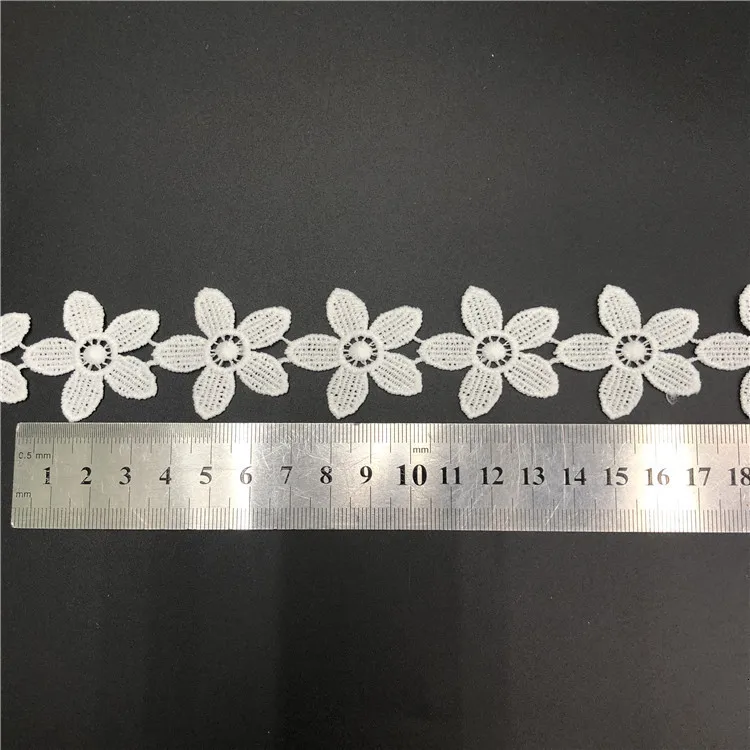 Embroidered White Lace Fabric Trims Water Soluble Flower Ribbon Appliques DIY Sewing Dress Garment Accessories Handmade Material