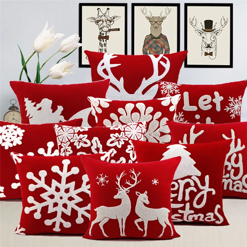 

Delicate Cushion Cover Sofa Pillowcase for Christmas Decor Merry Christmas 2018 Deer Santa Claus Happy New Year 2019 Home Decor