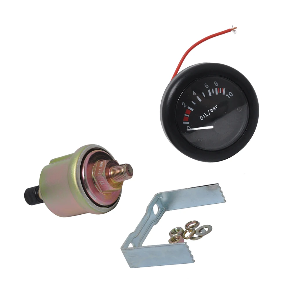 12V Boat Marine 0-10 bar Oil Pressure Gauge Pointer Meter 2