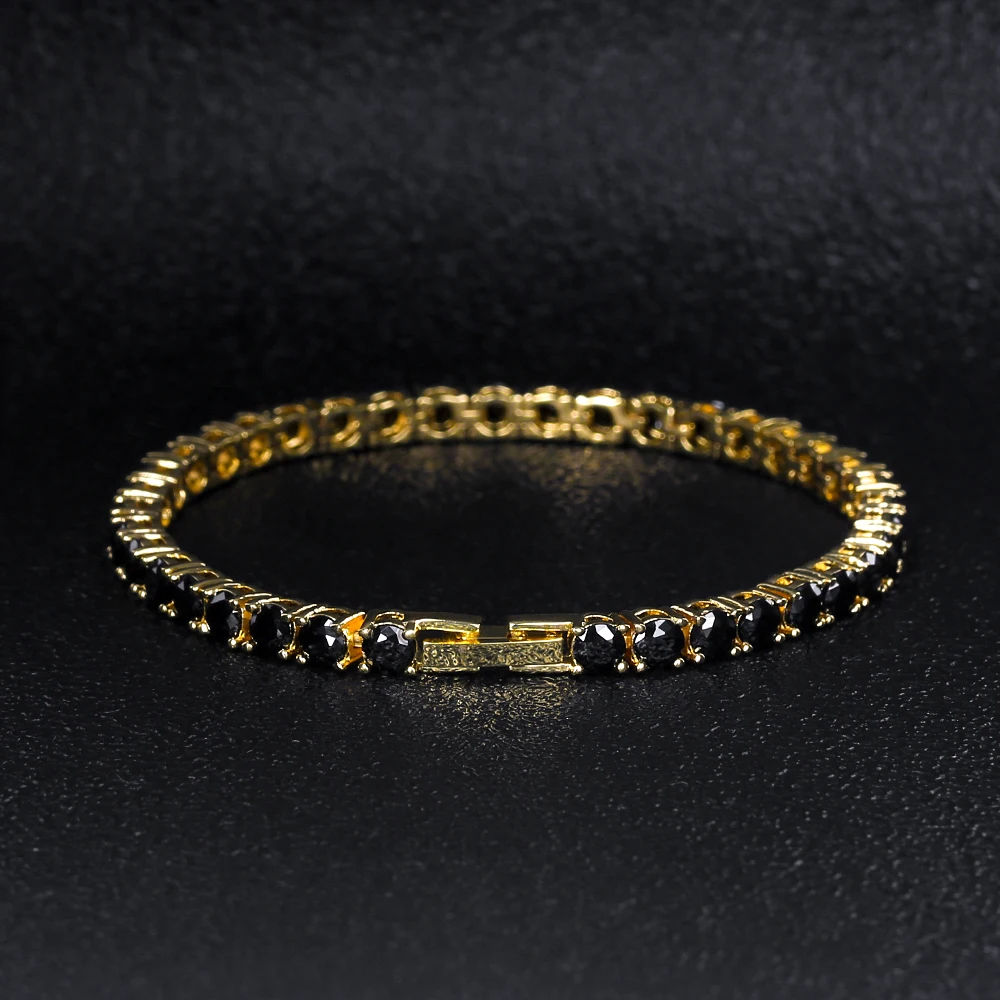 DNSCHIC 4 мм Теннисный хип-хоп черный AAAAA кубический циркон ожерелье Теннисный браслет