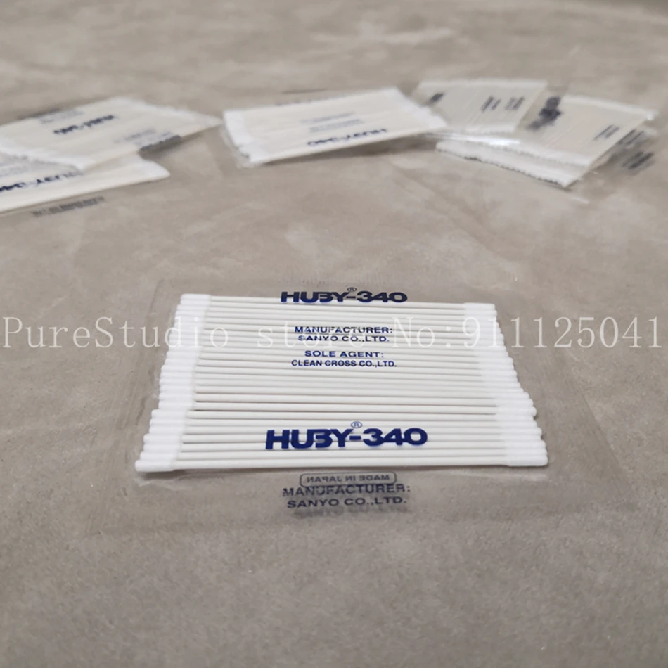Original 100bags ( 25pcs/bag ) HUBY-340 BB-012，Small flat head swab，Paper Handle Cotton Cleaning Industrial Swab
