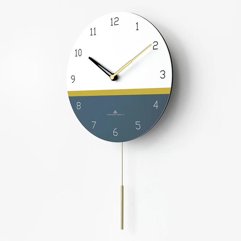 Роскошные скандинавские настенные часы с маятником гостиная дизайнерские часы настенные простые современные креативные бесшумные кухонные украшения для дома C6T142