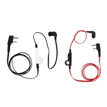 Oreillettes Style nouilles, 2 broches, casque d'écoute, prise K, pour Baofeng Uv5r Bf 888S, fil noir et fil rouge, 2 pièces
