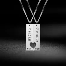 My Shape Personalized Letter Necklace Custom Name Date of Birth Hollow Heart Pendant Fashion Jewelry For Lovers Friends Gift
