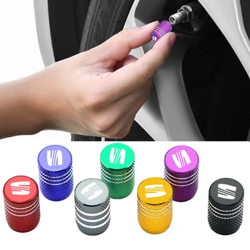

4pcs Aluminum Tire Valve Stem Caps Round Alloy Valve Covers For seat leon ibiza Alhambra niva kalina priora granta largus