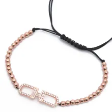 Золото серебро микро pave cz Кубического циркония Веревка Регулируемый браслет из медного бисера gg4 буквы H очарование плетеные браслеты для женщин