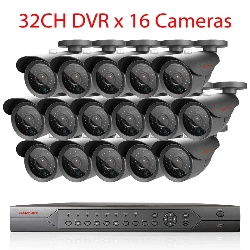 32CH DVR x 16 Camera KANTURE h.265+ 32CH 5MP CCTV Системы AHD DVR комплект HD 5MP SONY Сенсор открытый IP66 безопасности Камера ИК Ночное видение видео Камера 4 ТБ - Color: 32CH DVR x 16 Camera