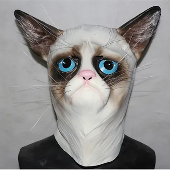 

Halloween Animal Latex Mask Adult Toy Cat Type Live-Action Clothing Party Decoration Environmentally Friendly Natural Latex Mask