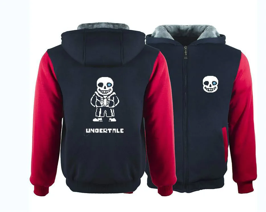 Черный Стиль для взрослых мужчин и женщин Аниме игра Undertale Sans косплей костюм Скелет мультфильм печатных теплый худи Толстовка с капюшоном пальто - Цвет: Черный