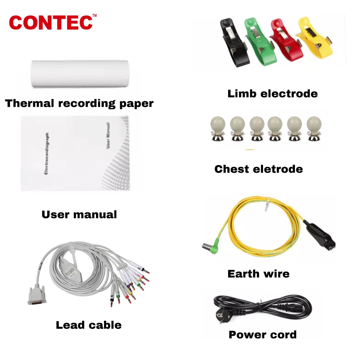 CONTEC NEWEST LCD Touch Screen 12-Lead Electrocardiograph Resting ECG ECG600G