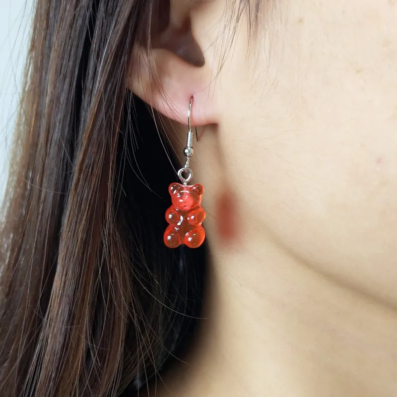 Милые серьги ручной работы из смолы красочные Мультяшные Животные медведь