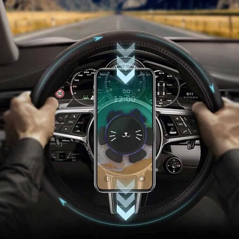 Автомобиль рулевое колесо гравитационный Кронштейн для мобильного телефона с магнитной застежкой Чехол подставка держатель для вождения FKU66