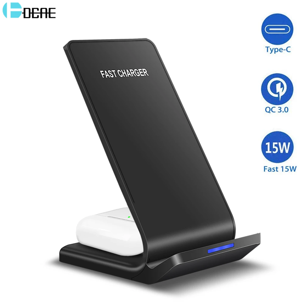 DCAE 15 Вт Qi Беспроводное зарядное устройство для Samsung S20 S10 Note 20 Buds 2 в 1 быстрая
