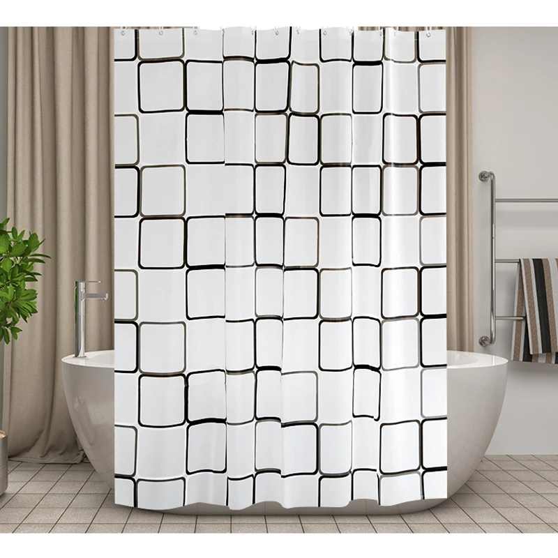 European American geometric bathroom 3D waterproof mold proof PEVA shower curtain shower curtains