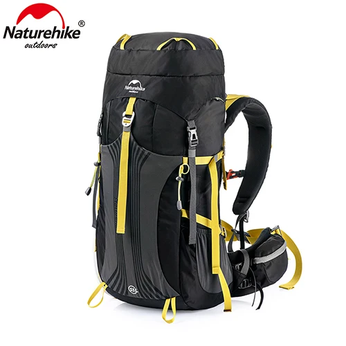 55L black Naturehike 55L 65L Рюкзак Профессиональная походная сумка с подвеской система NH16Y065-Q - Цвет: 55L black