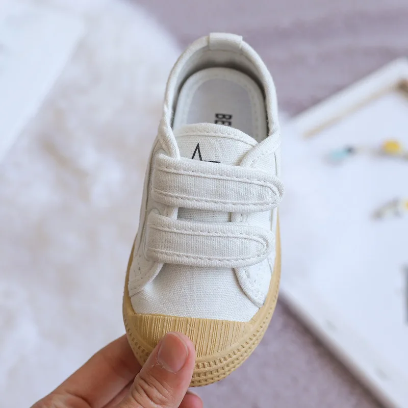 

2020 Spring Kids Solid Canvas Shoes Boys Girls Candy Color Soft Bottom Casual Hook Loop Anti Slippery Shoes Children's Shoes