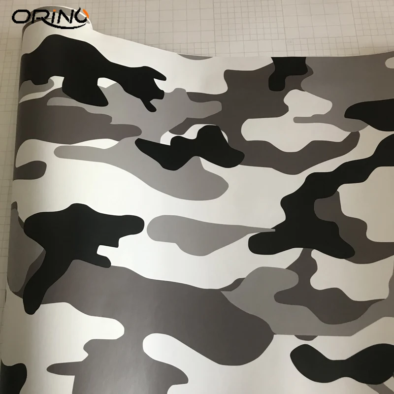Black White Grey Camouflage Vinyl Film Sticker-2