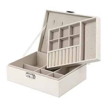 

Exquisite Jewelry Box Women Leather Packaging Necklace Rings Earrings Bracelet Storage Organizer Display Gift Boxes Case