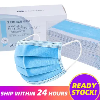 

50Pcs/100pcs Mask Disposable Nonwove 3 Layer Ply Filter Mask mouth Face mask filter safe Breathable dustproof Protective masks